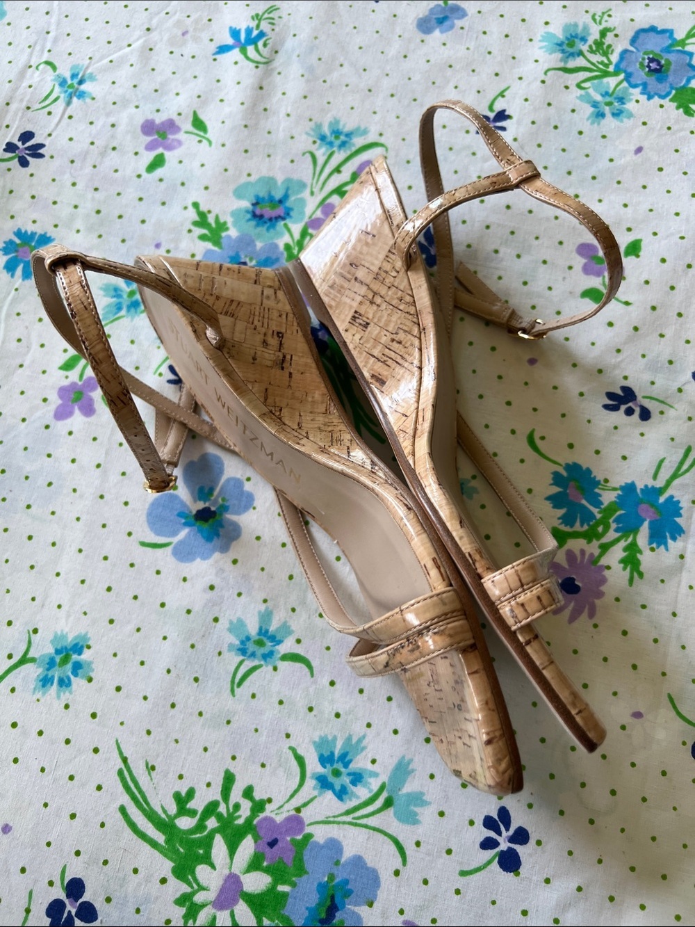 Stuart Weitzman Women's Patent leather Oasis 50 Wedge Ankle Strap Sandal 8.5 - Picture 2 of 13